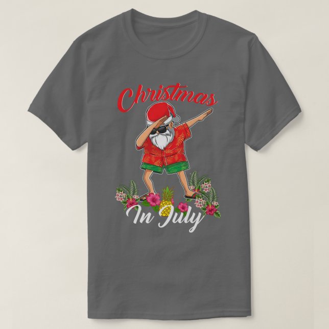 T-shirt Dabbing Santa Christmas à July Boys Men Hawaiian  (Design devant)