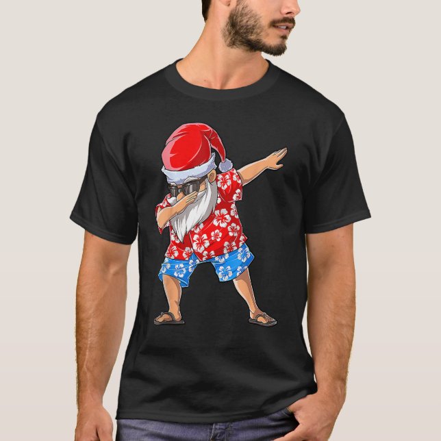 T-shirt Dabbing Santa Christmas in July Boys Men Hawaiian  (Devant)