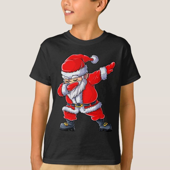T-shirt Dabbing Santa Claus Christmas Boys Men Funny Xmas  (Devant)