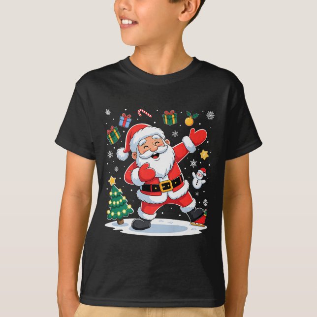 T-shirt Dabbing Santa Claus Christmas Holiday Boys Kids Da (Devant)