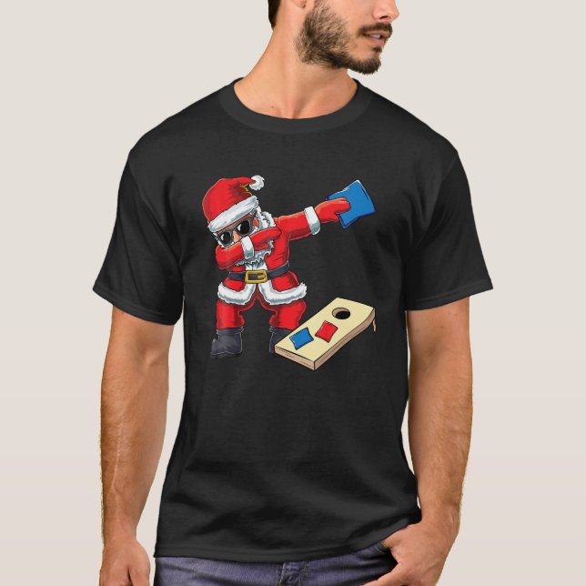 T-shirt Dabbing Santa Claus Cornhole Corn de Noël (Devant)