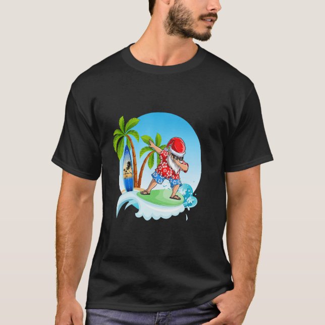 T-shirt Dabbing Santa Claus Surfing Summer Christmas In Ju (Devant)