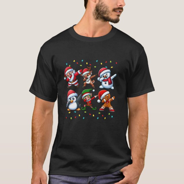 T-shirt Dabbing Santa Elf Christmas Squad Boys Girls Holid (Devant)