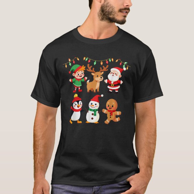 T-shirt Dabbing Santa Elf Friends Christmas Squad Pajama  (Devant)