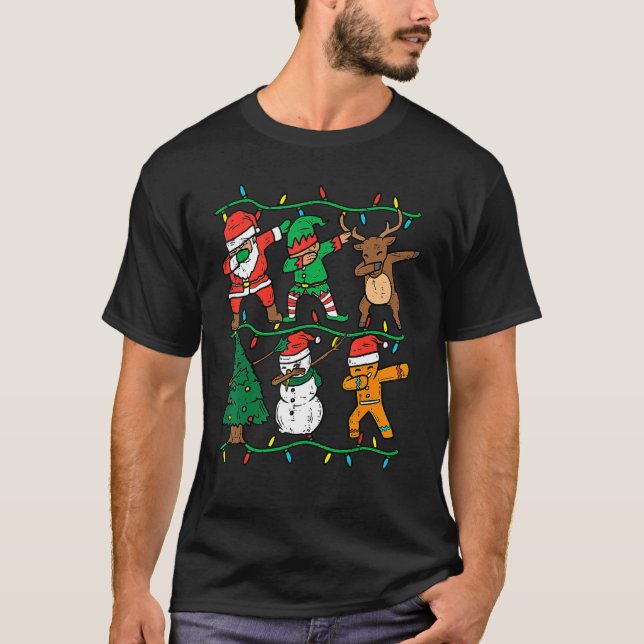 T-shirt Dabbing Santa Elf Reindeer Dab Xmas PJs Christmas  (Devant)