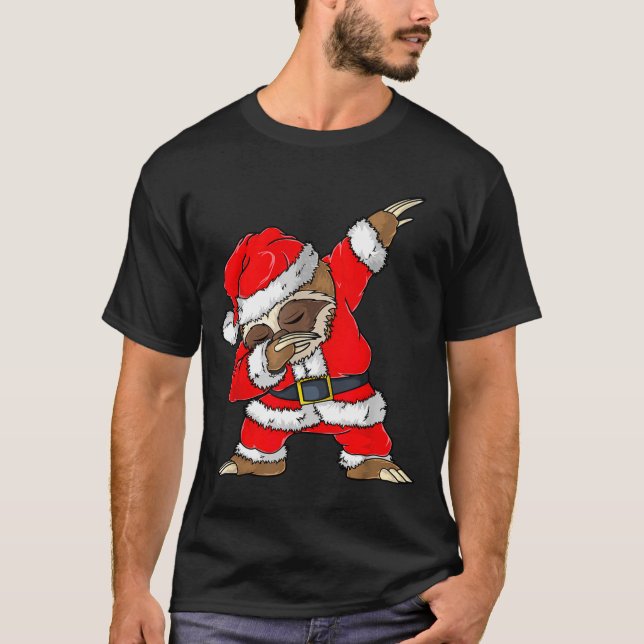 T-shirt Dabbing Santa Sloth Merry Slothmas Christmas Kids  (Devant)