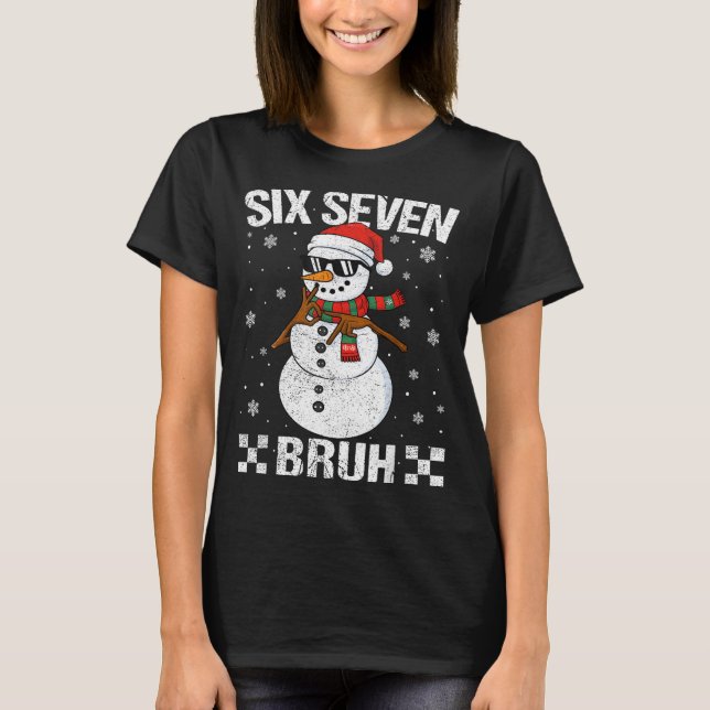 T-shirt Dabbing Santa Snowman 6 7 Meme Christmas Six Seven (Devant)