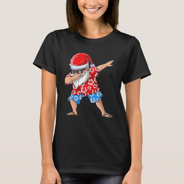 T-shirt Dabbing Santa Tropical Island Christmas Hawaiian X (Devant)