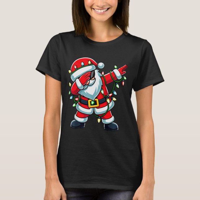 T-shirt Dabbing Santa Xmas Lights Funny Christmas Men Wome (Devant)