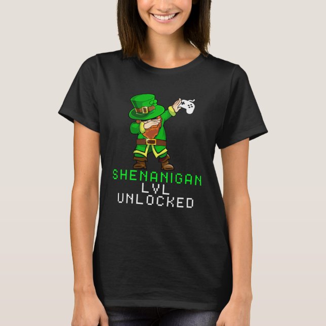 T-shirt Dabbing Shamrock Shenanigans Leprechaun Unicorn Ga (Devant)