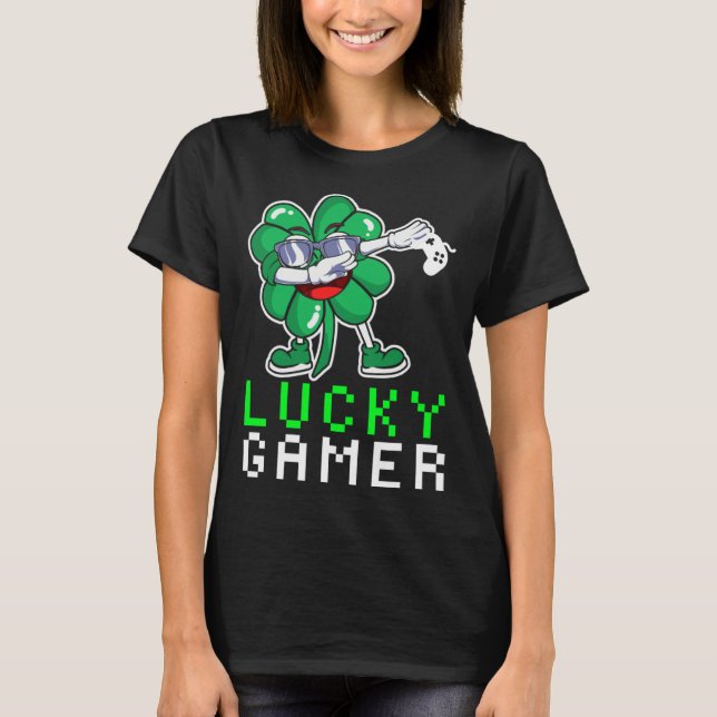 T-shirt Dabbing Shamrock St Paddy's Day Video Gaming Quote (Devant)