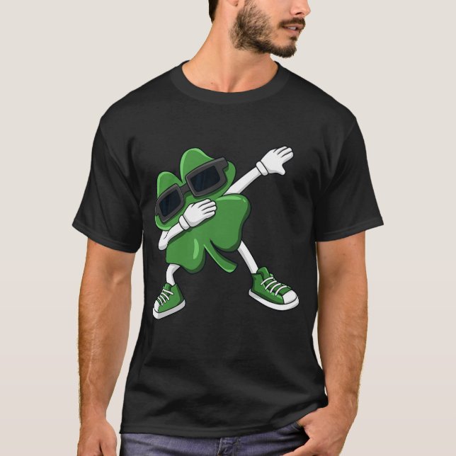 T-shirt Dabbing Shamrock St Patrick_s Day Funny Boys Girls (Devant)
