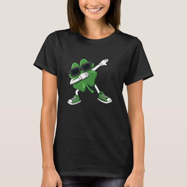 T-shirt Dabbing Shamrock St Patrick's Day Boys Girls Kids (Devant)