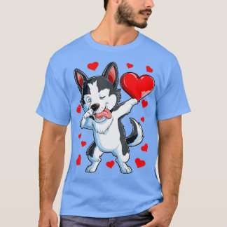 T-shirt Dabbing Siberian Husky Heart Valentines Day Boys L