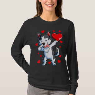 T-shirt Dabbing Siberian Husky Heart Valentines Day Boys L