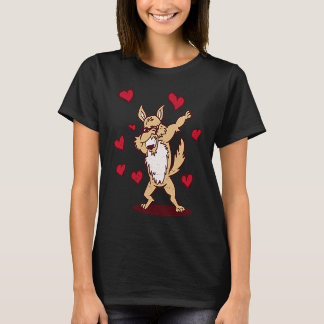 T-shirt Dabbing Siberian Husky Heart Valentine's Day Dab D (Devant)