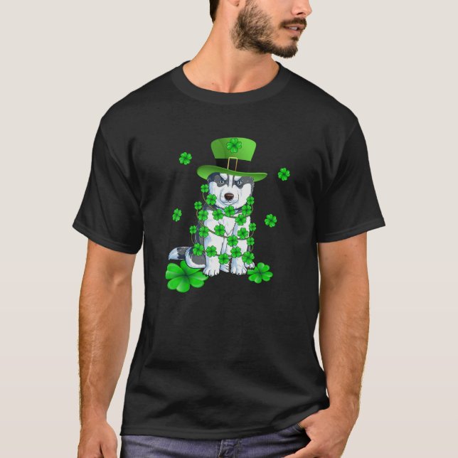 T-shirt Dabbing Siberian Husky St Patrick's Day (Devant)