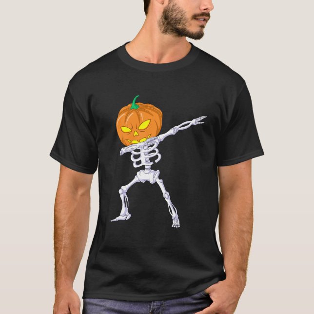 T-shirt Dabbing Skeleton Citrouille (Devant)