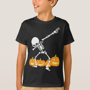 T-shirt Dabbing Skeleton Citrouille Field Halloween Éffray