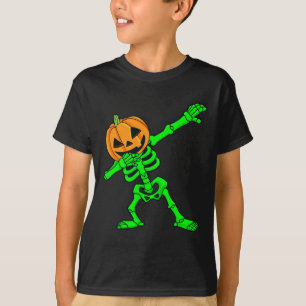 T-shirt Dabbing Skeleton Citrouille Head Halloween Dab