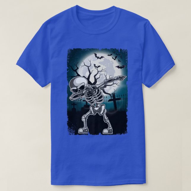 T-shirt Dabbing Skeleton Halloween Enfants garçons Cool  (Design devant)