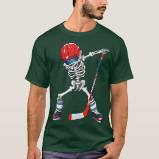 T-shirt Dabbing Skeleton Hockey Halloween Costume Gift Kid
