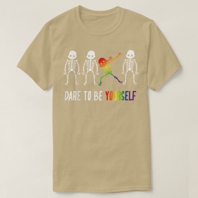 T-shirt Dabbing Skeleton LGBT Lesbian Biseual Pride Mois  (Design devant)