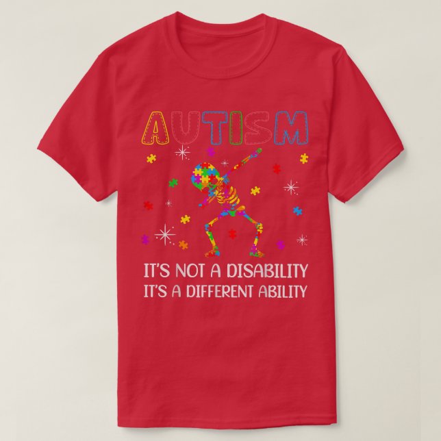 T-shirt Dabbing Skeleton Not A Disability Sensibilisation  (Design devant)