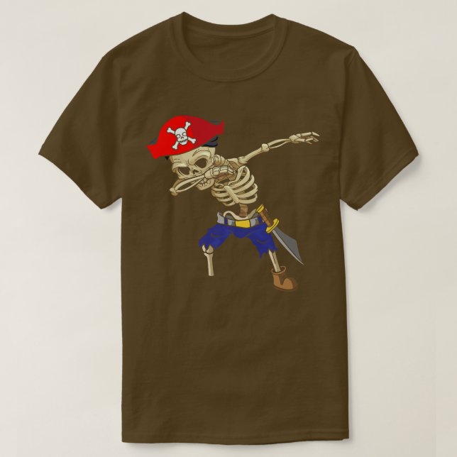 T-shirt Dabbing Skeleton Pirate Funny Tee Pirate Costume P (Design devant)