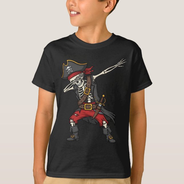 T-shirt Dabbing Skeleton Pirate Halloween Costume (Devant)