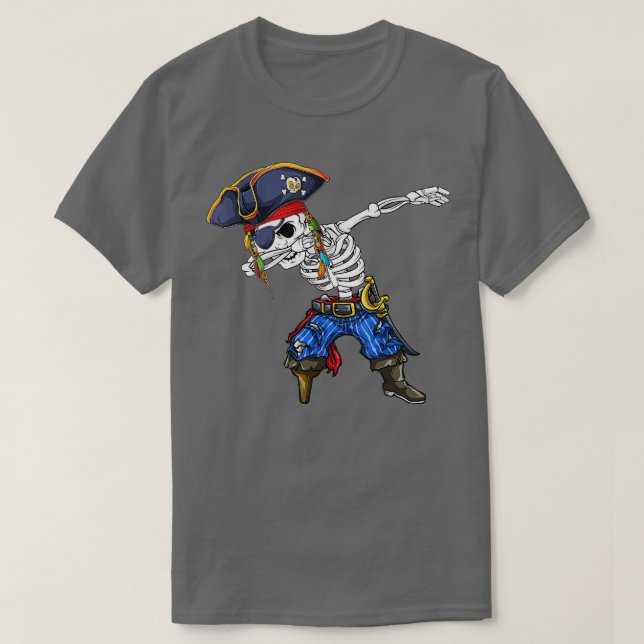 T-shirt Dabbing Skeleton Pirate Halloween Costume pour enf (Design devant)