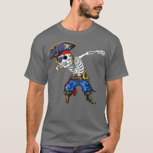 T-shirt Dabbing Skeleton Pirate Halloween Costume pour enf