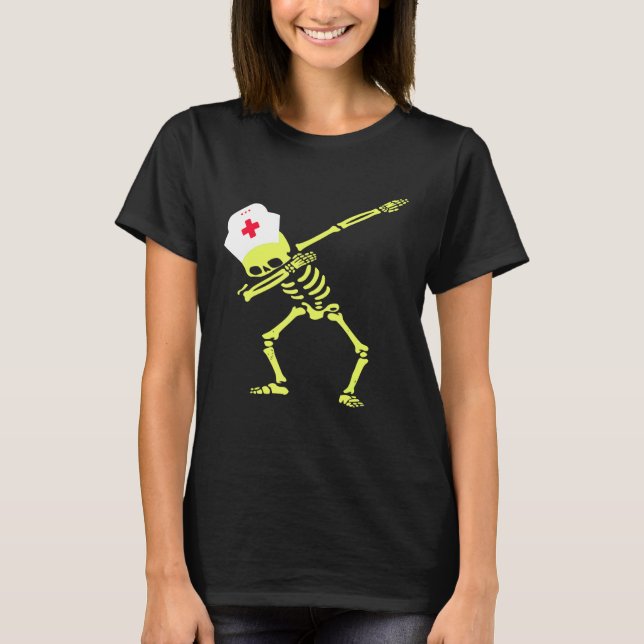 T-shirt Dabbing Skeleton Radioactive Nurse Halloween Costu (Devant)