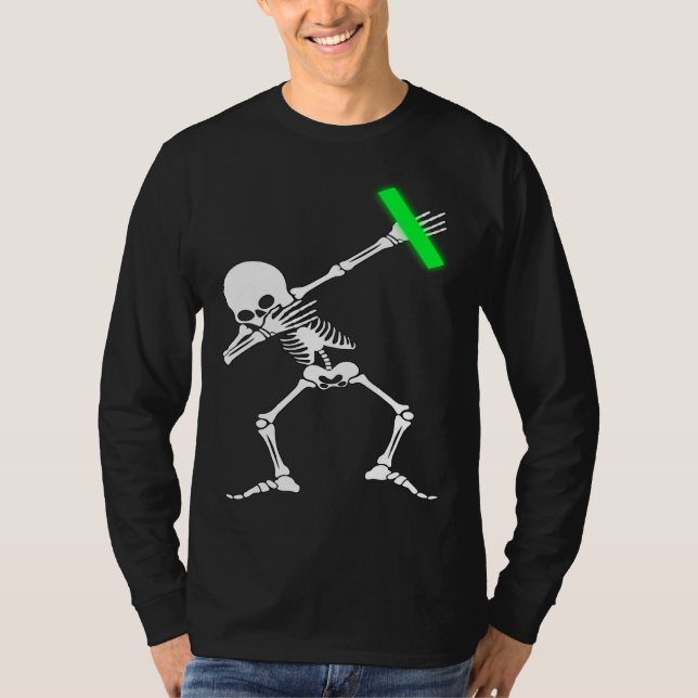 T-shirt Dabbing Skeleton Rave Dance Party Music (Devant)