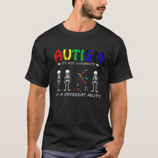 T-shirt Dabbing Skeleton Sensibilisation sur l'autisme Cad