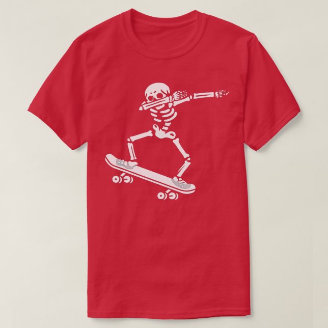 T-shirt Dabbing Skeleton Skateboard Costume drôle Hallowee (Design devant)