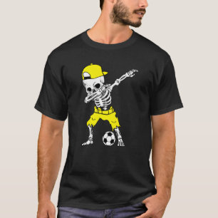T-shirt Dabbing Skeleton Soccer Halloween Joueur Sport