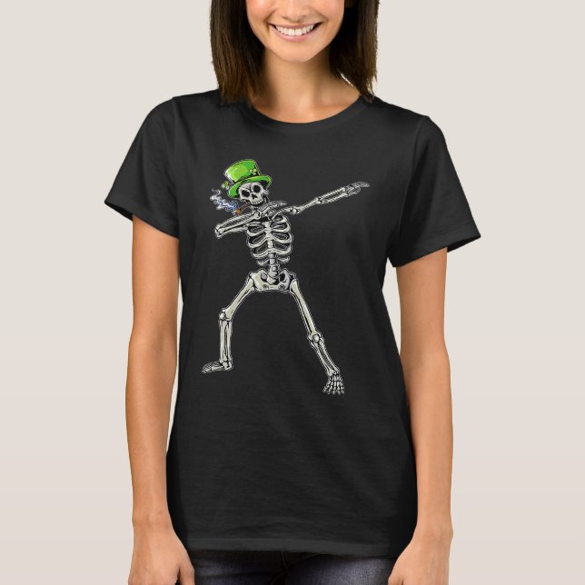 T-shirt Dabbing Skeleton Wearing Green Hat  St Patrick's D (Devant)