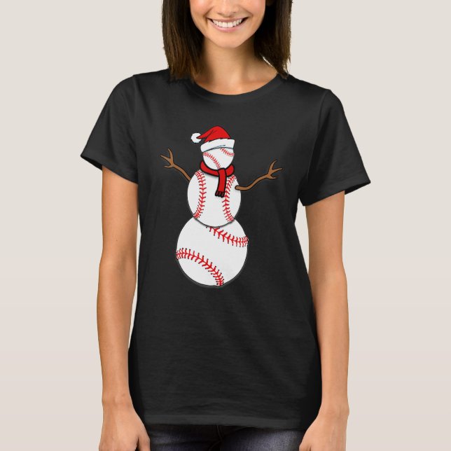 T-shirt Dabbing Snowman Baseball Ball Père Noël Christmas  (Devant)