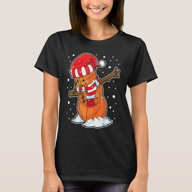 T-shirt Dabbing Snowman Basketball Ball Christmas Santa Bo (Devant)