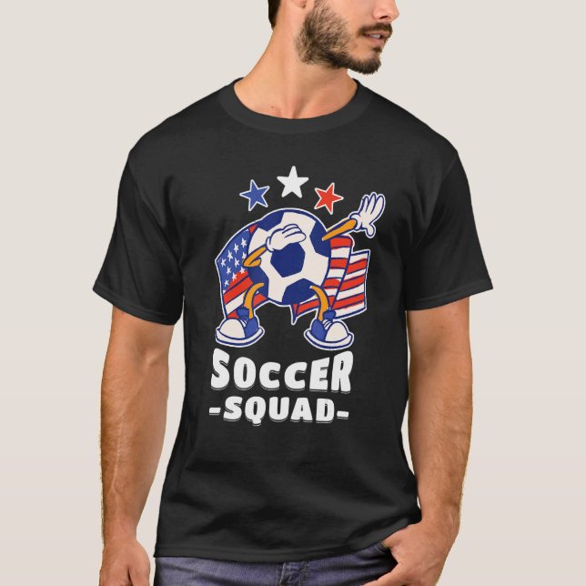 T-shirt Dabbing Soccer Ball American Flag Soccer Squad 1 (Devant)