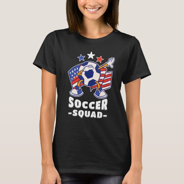 T-shirt Dabbing Soccer Ball American Flag Soccer Squad 1 (Devant)
