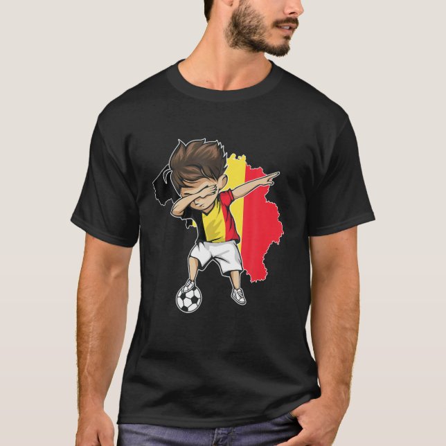 T-shirt Dabbing Soccer Boy Belgium Jersey - Belgium Map Fl (Devant)