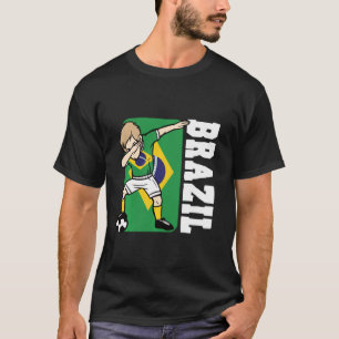 T-shirt Dabbing Soccer Boy Brésil Jersey Brésil Drapeau br