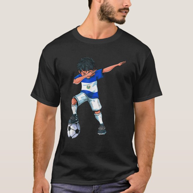 T-shirt Dabbing Soccer Boy El Salvador Football salvadorie (Devant)