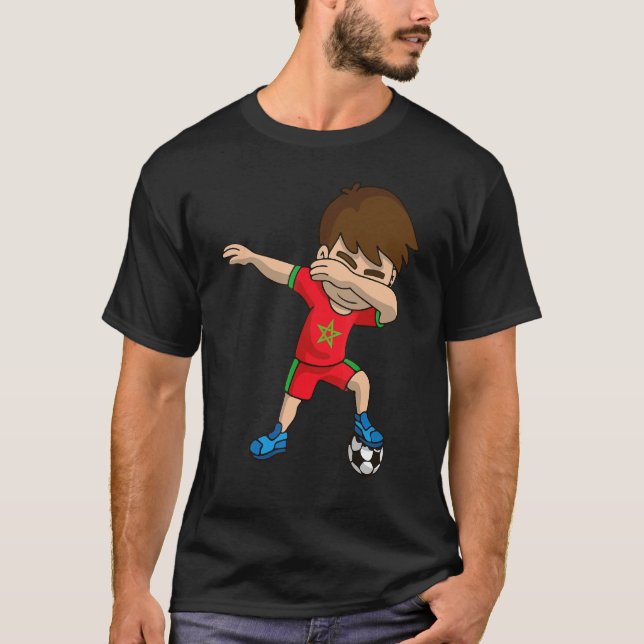 T-shirt Dabbing Soccer Boy Maroc Drapeau Maures Paix Moori (Devant)