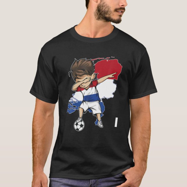 T-shirt Dabbing Soccer Boy Pays-Bas Jersey - Pays-Bas (Devant)