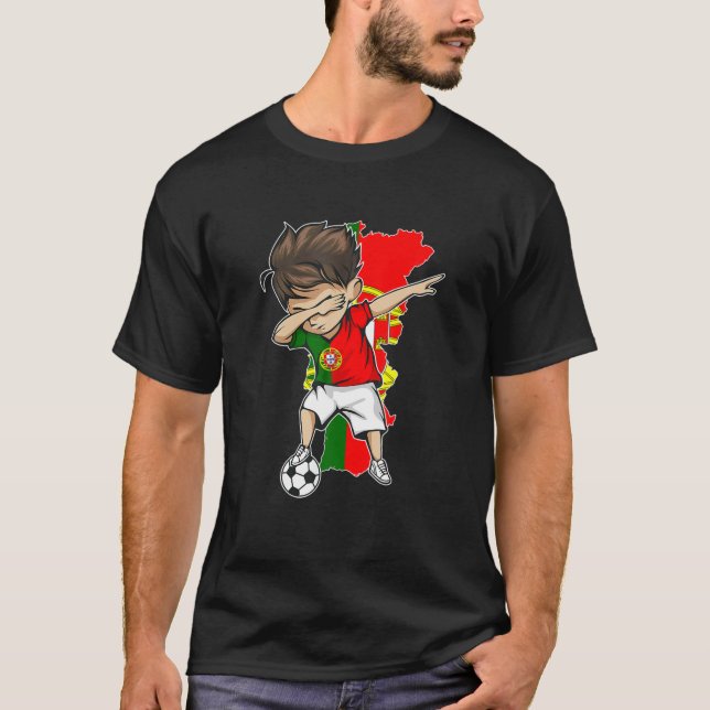 T-shirt Dabbing Soccer Boy Portugal Jersey - Portugal Cart (Devant)