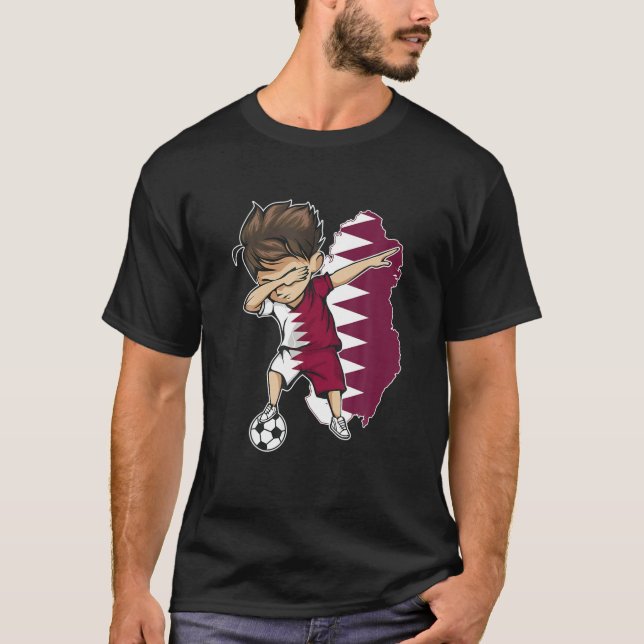 T-shirt Dabbing Soccer Boy Qatar Jersey - Qatar Map Drapea (Devant)