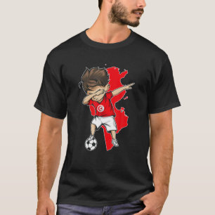 T-shirt Dabbing Soccer Boy Tunisie Jersey - Tunisie Carte